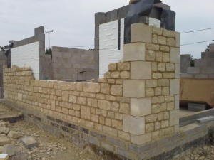 Wall being built